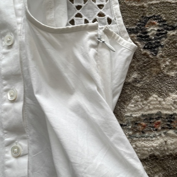 Ann Taylor Petite White Embroidered Sleeveless Dress - Picture 5 of 9